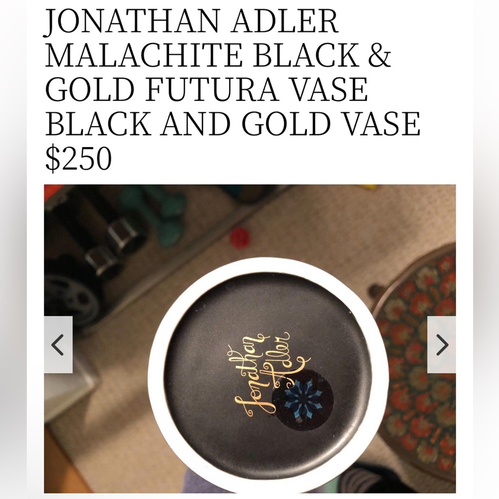 JONATHAN ADLER
MALACHITE BLACK & GOLD FUTURA VASE BLACK AND GOLD VASE
$250 NEW - Picture 2 of 16
